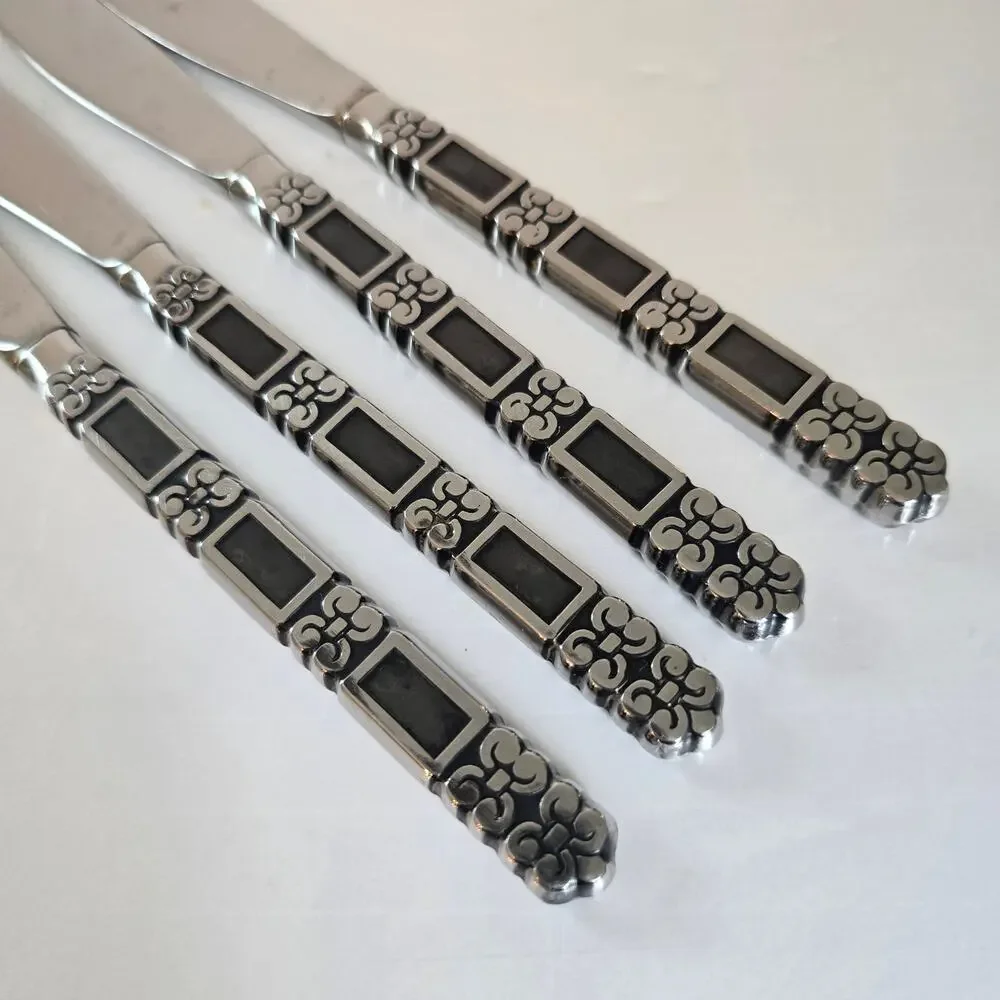 Oneida Community MADRID Butter Dinner Knives 4 Black Accent Stainless Flatware